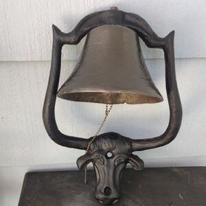 Antique Bull Head Cast Iron Bell